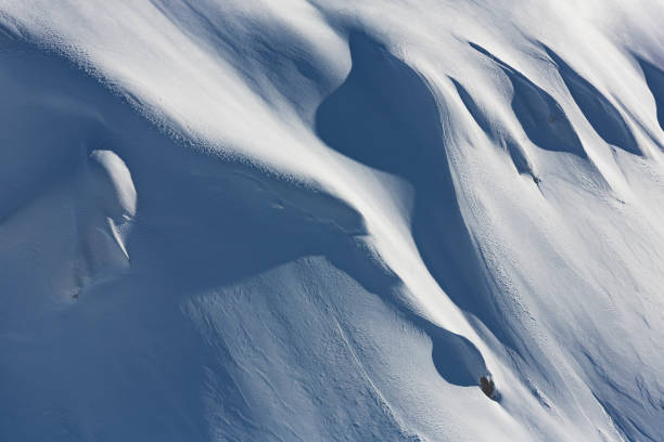 Fresh powder snow over mountain slopes in the Julian Alps stock photo