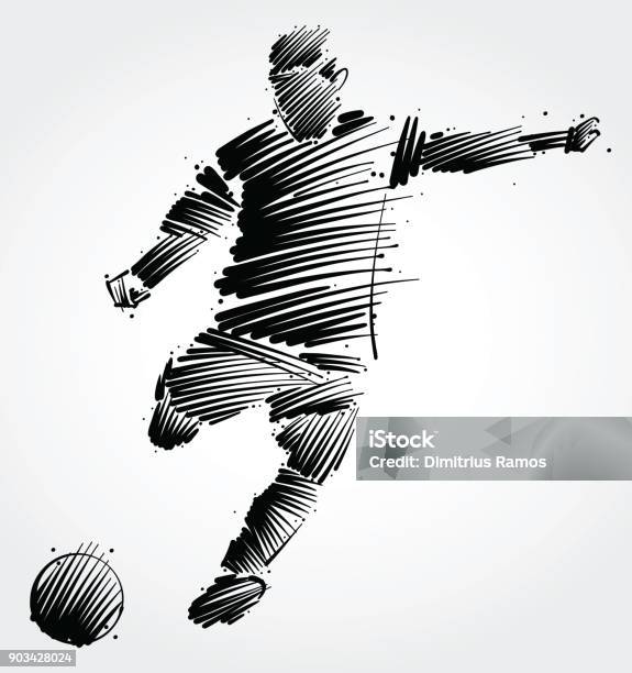 Soccer Player Kicking The Ball Stock Illustration - Download Image Now - Soccer, Soccer Ball, Soccer Player