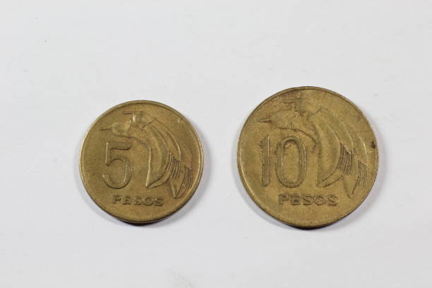 istock Old coins from Uruguay isolated on white background 903431402