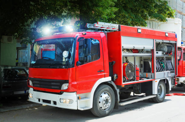 istock Fire Truck in situation with flashing lights 903434446