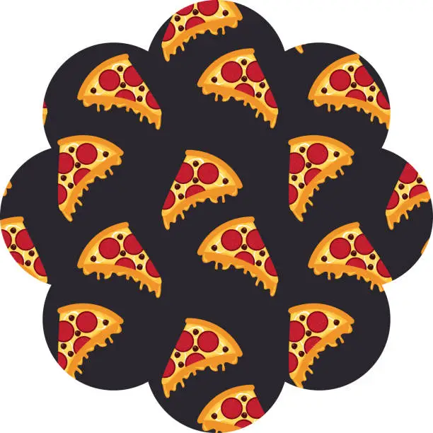Vector illustration of frame with pizza pattern background
