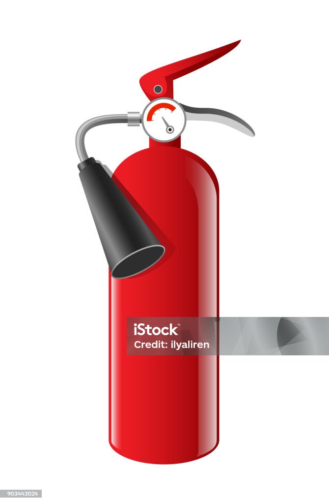 Fire extinguisher - realistic vector isolated object Fire extinguisher - realistic vector isolated object on white background. High quality clip art for presentations, banners, visual aids, instructions. Firefighting equipment, tool Adult stock vector