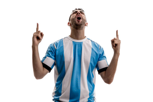argentyna fan piłki nożnej świętuje - argentinian ethnicity obrazy zdjęcia i obrazy z banku zdjęć