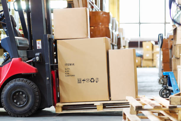 310+ Forklift In Corridor Of Large Warehouse Stock Photos, Pictures