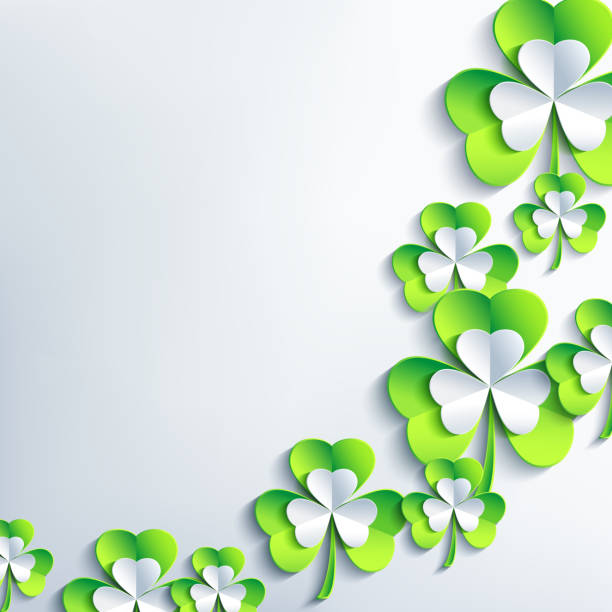 ilustrações de stock, clip art, desenhos animados e ícones de trendy background for patrick day with 3d leaf clover - st patricks day backgrounds clover leaf