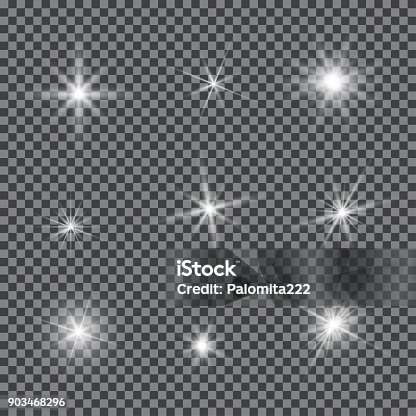 istock Vector set of glare lighting, twinkle lens flares 903468296