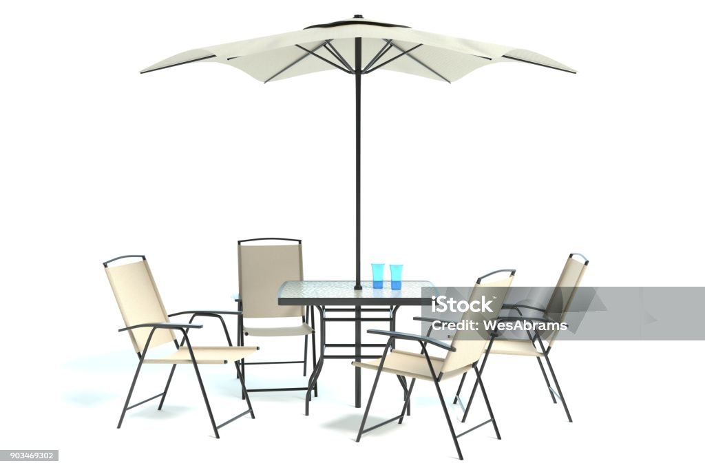 Patio Table Set 3d illustration of a patio table set Furniture Stock Photo