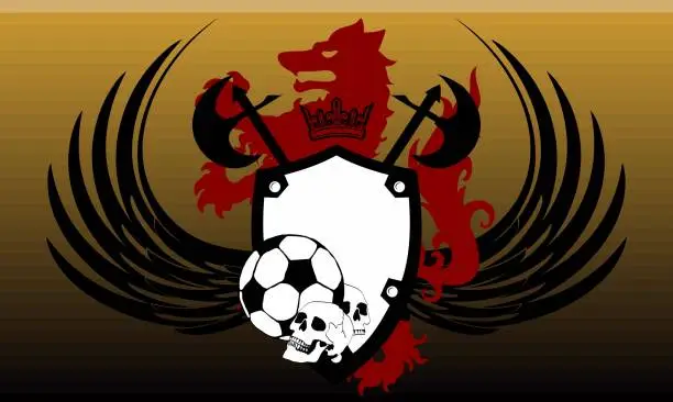 Vector illustration of heraldic futbol wolf crest coat of arms background