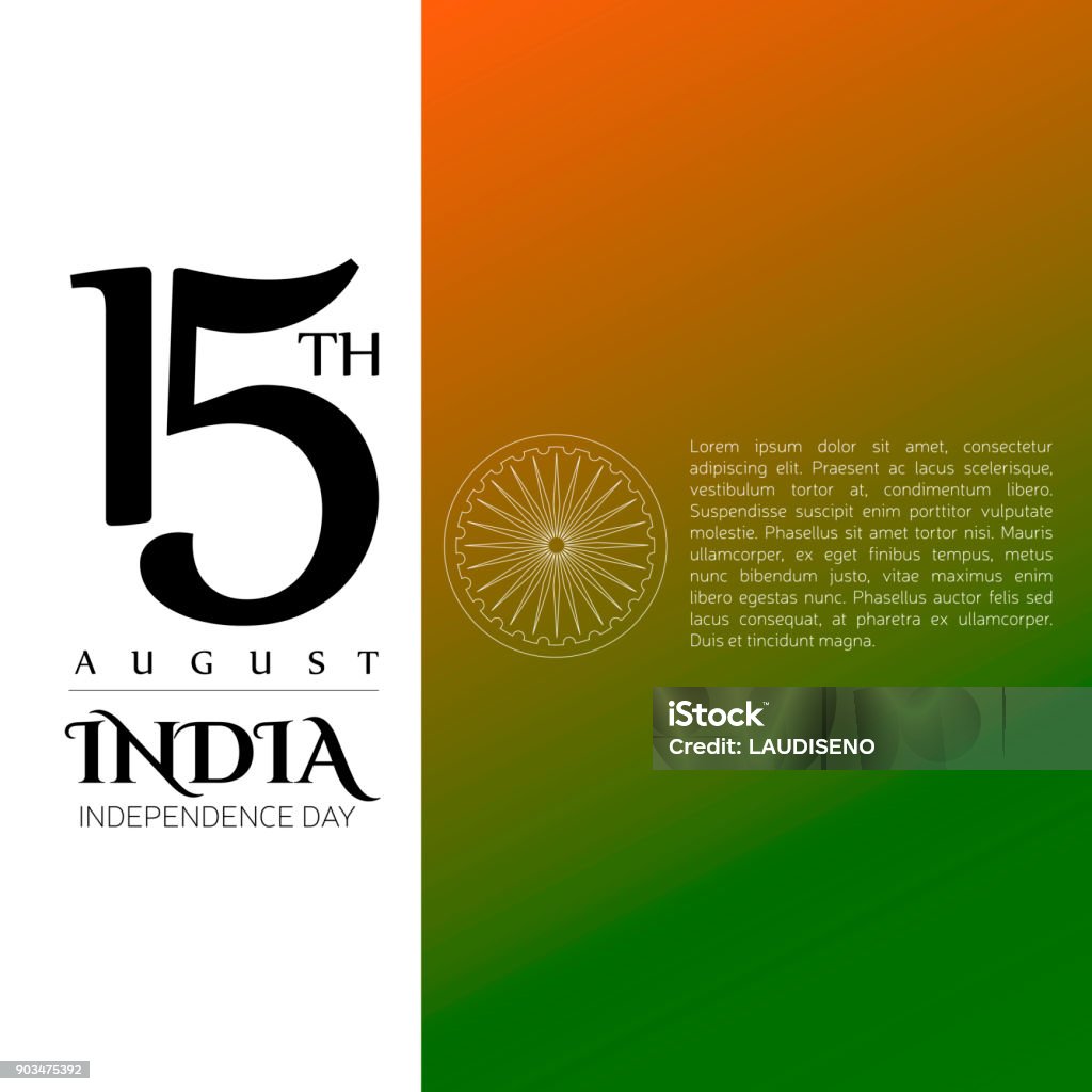 Happy independence day Happy indian independence day graphic design, Vector illustration Number 15 stock vector