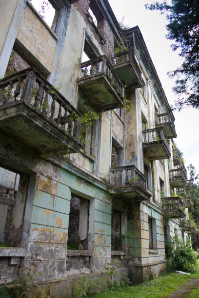 istock Abandoned mining ghost-town Tquarchal, Abkhazia. Ruined empty house destroyed by war 903491434