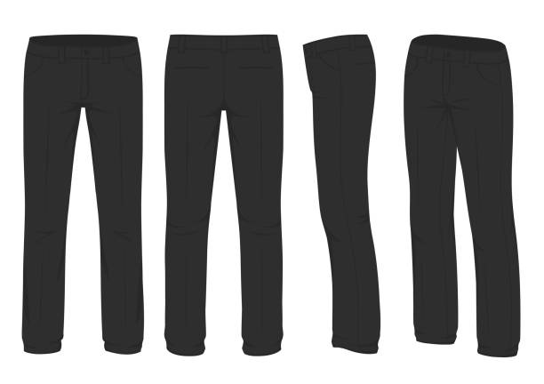 мужская мода, костюм униформы, сзади вид на брюки - pants stock illustrations