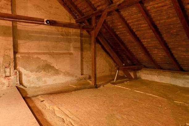 istock Attic loft insulation. Old loft. renovation and thermal insulation with mineral rock wool. 903498486