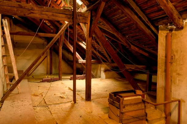 istock Attic loft insulation. Old loft. renovation and thermal insulation with mineral rock wool. 903498608