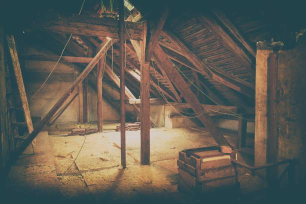 istock Attic loft insulation. Old loft. renovation and thermal insulation with mineral rock wool. Add color filter. 903498618