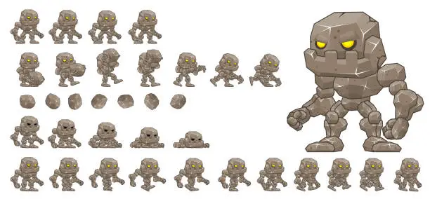 Vector illustration of Animated Golem Character