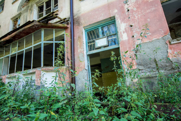 istock Abandoned mining ghost-town Polyana, Abkhazia. Destroyed empty houses 903499894