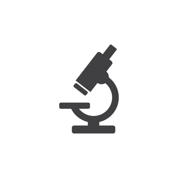 illustrazioni stock, clip art, cartoni animati e icone di tendenza di icona del microscopio su sfondo bianco - beaker flask laboratory glassware research