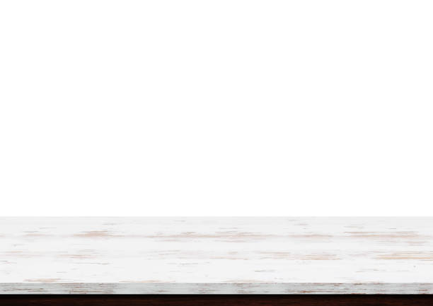 ilustrações de stock, clip art, desenhos animados e ícones de empty white wood table top isolated on white background - wood table