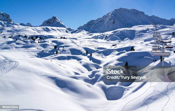 View Of Mountain Tops Ski Resort Of Paradiski France Stock Photo - Download Image Now