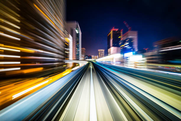istock high speed abstract MRT track of motion light for background 903541820