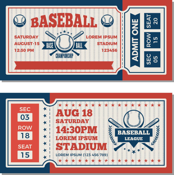 ilustrações de stock, clip art, desenhos animados e ícones de tickets design template at baseball tournament - baseball