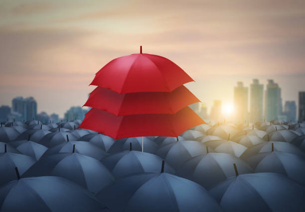 istock unique concept, leadership, uniqueness, red umbrella among grey umbrella 903545194