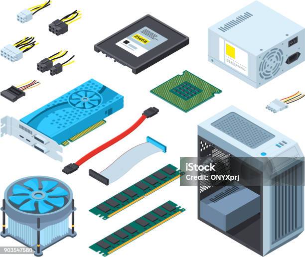 コンピューターの別の電子部品のイラスト - 投影図のベクターアート素材や画像を多数ご用意 - 投影図, グリーティングカード, デスクトップ型パソコン