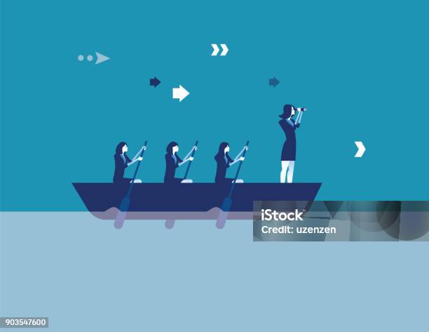 Business Leadership And Teamwork Concept Business Vector Illustration Flat Design Style Stock Illustration - Download Image Now