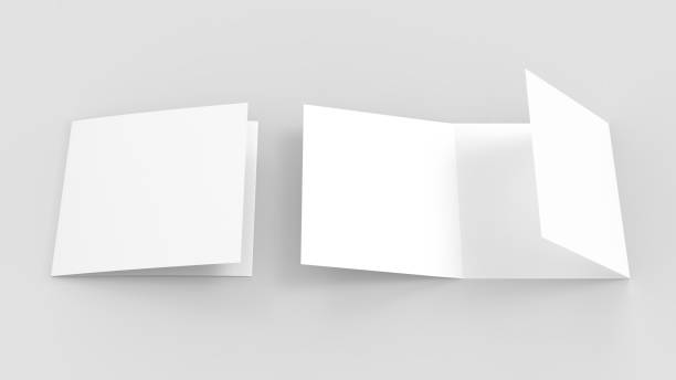 istock Three fold - trifold square brochure mock up isolated on soft gray background. 3d illustrating 903548652