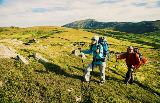 istock Summer hike in the mountains with a backpack and tent. 903584512