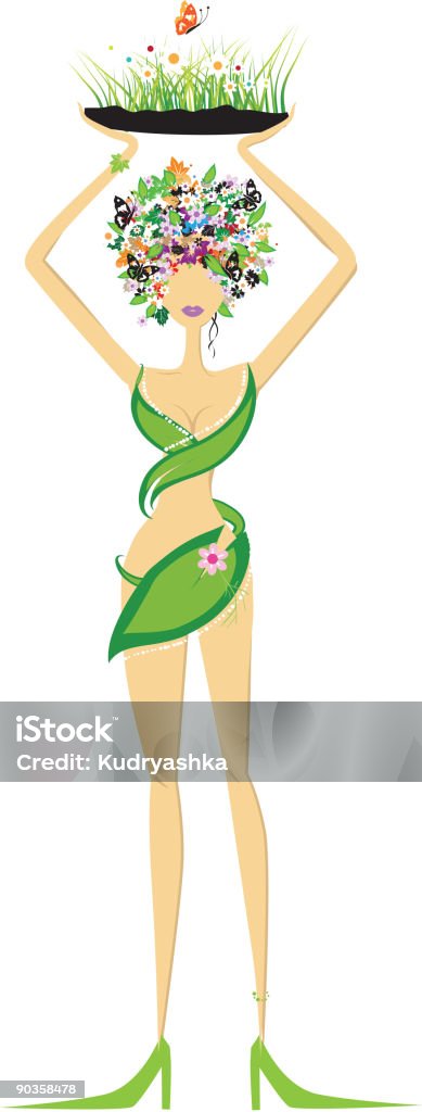 Linda mulher floral - Royalty-free Adulto Ilustração de stock