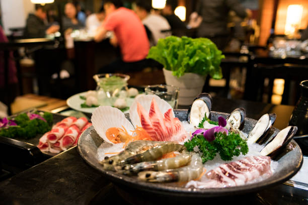 istock close up seafood set for Chinese shabu restaurant 903585692