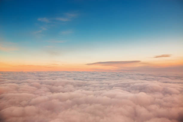 Flying above the clouds. view from the airplane