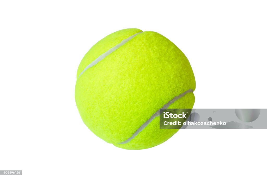 Tennis ball isolated on white background. Marco, close up. Tennis Ball Stock Photo