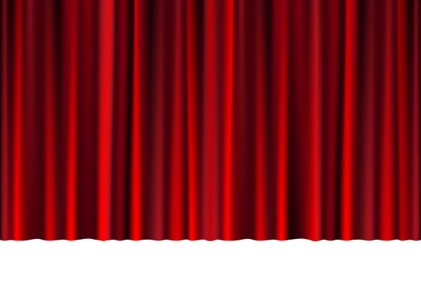 istock Red closed curtain in a theater or ceremony for your design. Draped Theatrical scene isolated on white. vector illustration 903597418