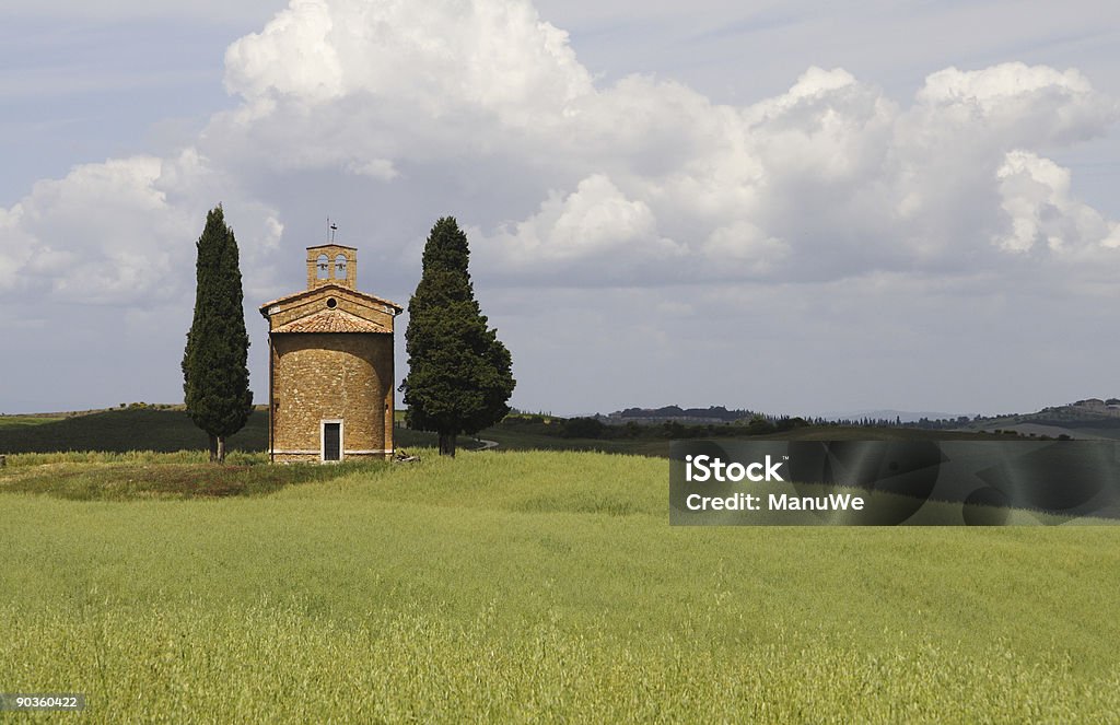 Little capela Vitaleta na Toscana - Foto de stock de Campo royalty-free