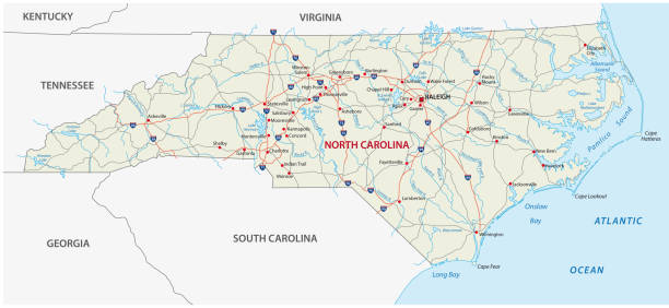 ilustrações, clipart, desenhos animados e ícones de mapa da carolina do norte - panoramic tennessee georgia usa