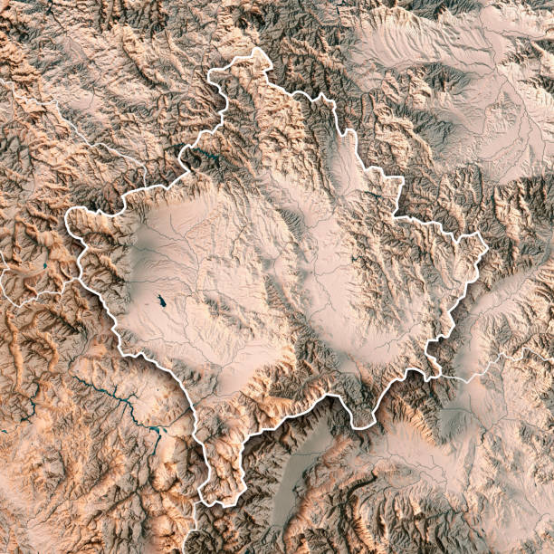 istock Kosovo Country 3D Render Topographic Map Neutral Border 903608464