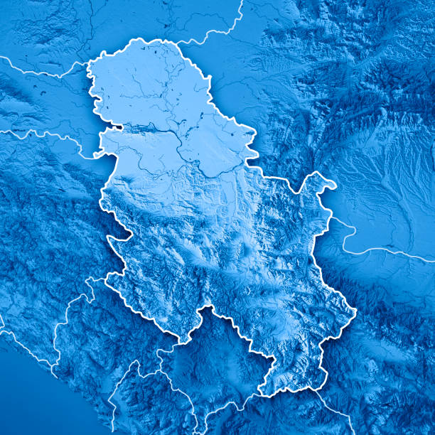 istock Serbia Country 3D Render Topographic Map Blue Border 903608864