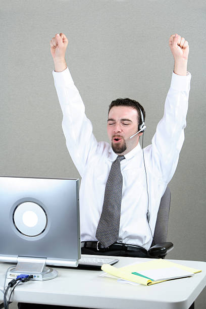 istock Businessman with arms up 90360942