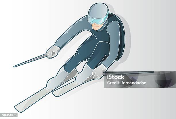 Homem De Esqui - Arte vetorial de stock e mais imagens de Competição - Competição, Esqui - Equipamento Desportivo, Esqui - Esqui e snowboard