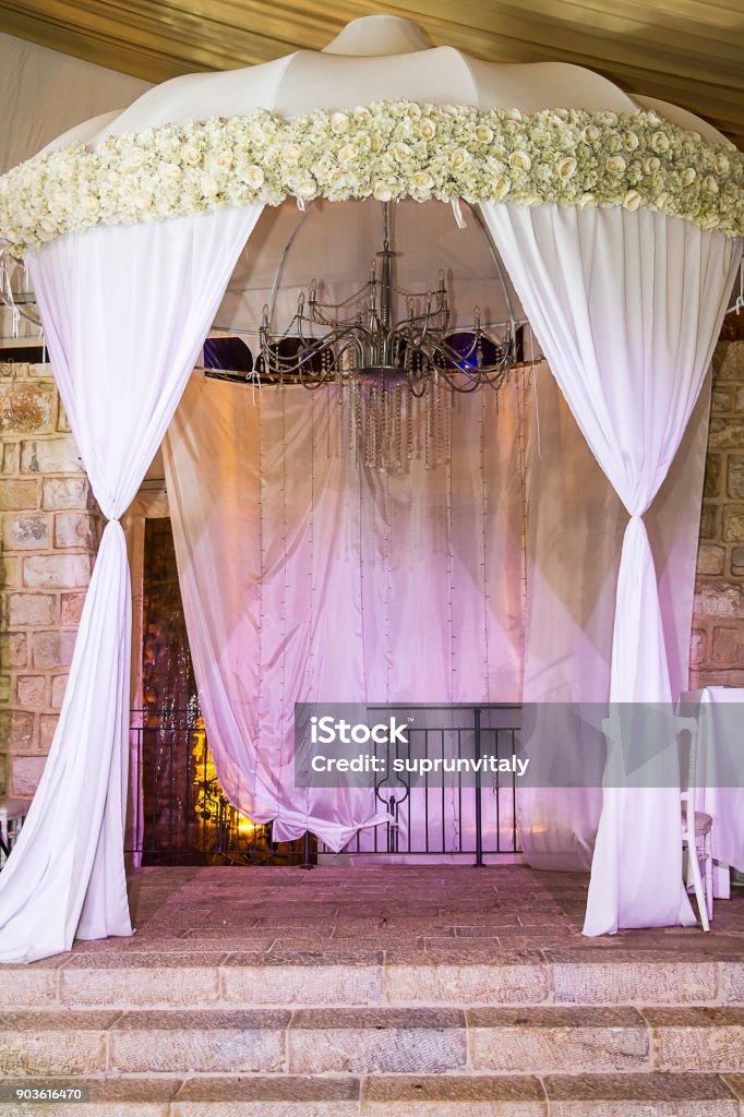 Jewish Hupa , wedding putdoor . Beautiful photo of the Jewish Hupa , wedding putdoor . Chupah Stock Photo