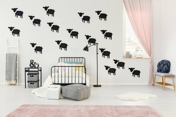istock Bedroom with sheep wall stickers 903616754