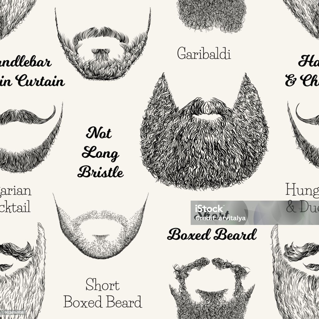 Diagonal Beard Pattern Vector Seamless Pattern With Beards And Mustaches Stock Illustration ...