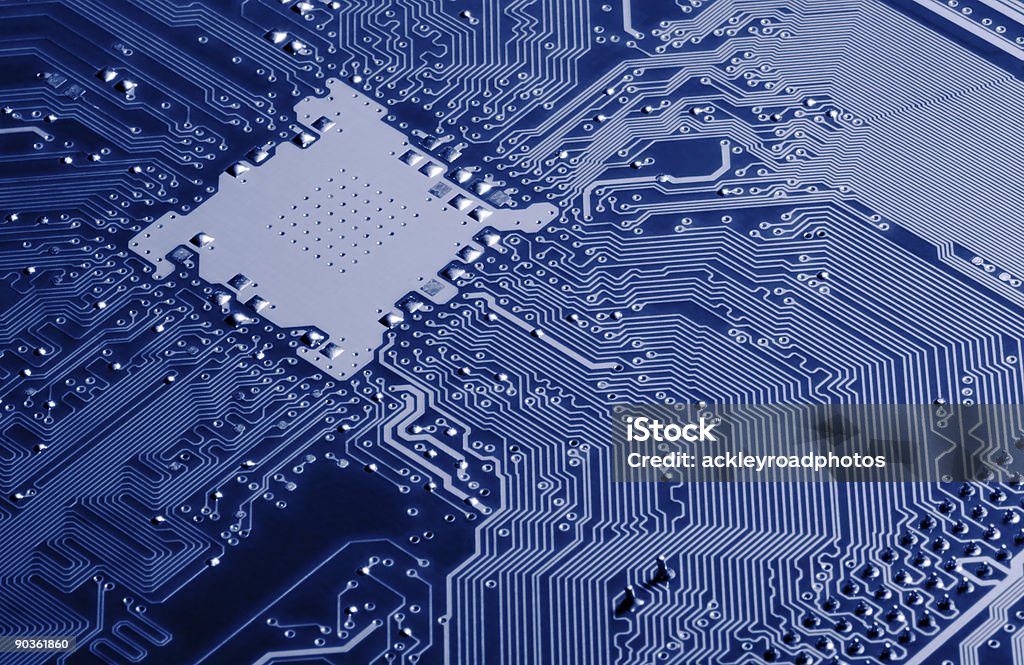 Circuito stampato blu - Foto stock royalty-free di Attrezzatura elettronica
