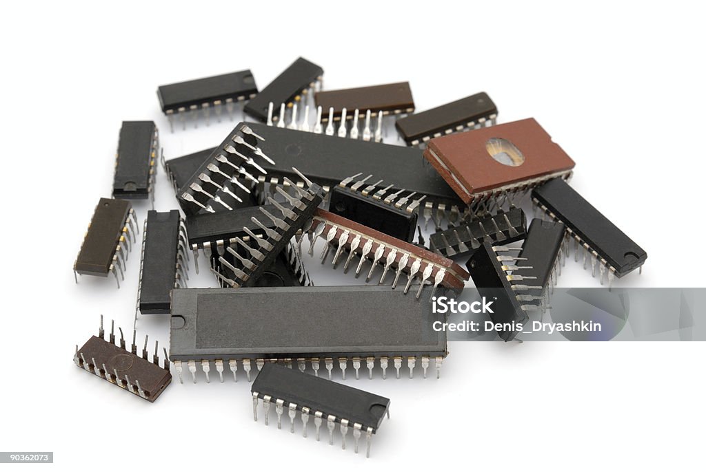 Computer microchips - Foto de stock de Grupo grande de objetos libre de derechos