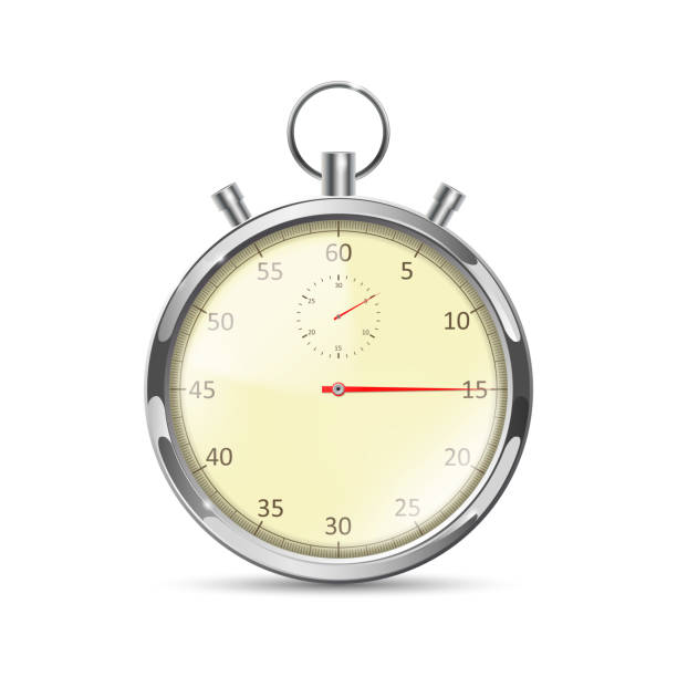 istock Realistic steel Stopwatch. Classic stopwatch in retro style with Glass reflection and shadow. Vector illustration 903625008