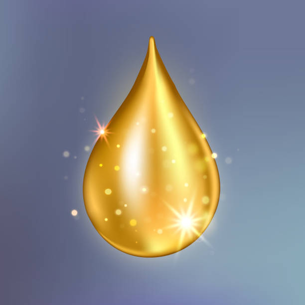 istock Supreme collagen oil drop essence. Premium gold shining serum droplet. 903625554