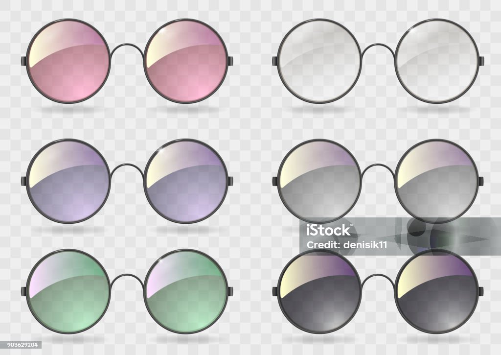 Conjunto de óculos redondos com vidro diferente - Vetor de Óculos royalty-free