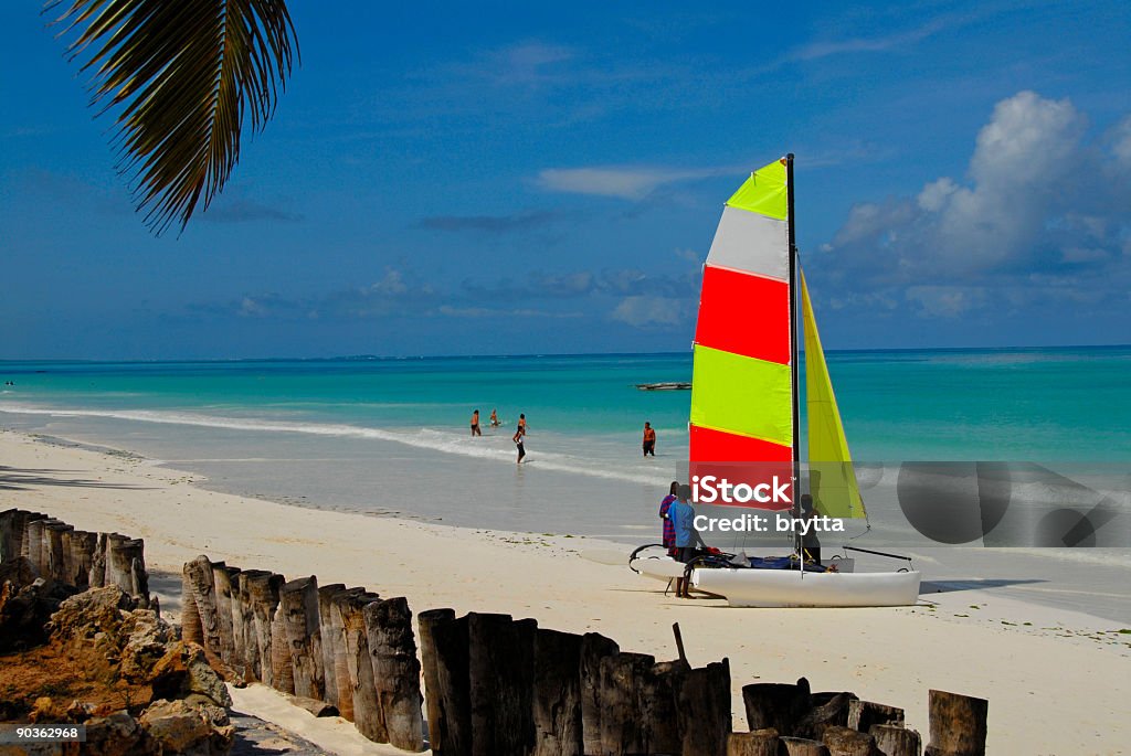 Recreation on tropical Kiwenga  beach in Zanzibar,Tanzania. Beach Stock Photo